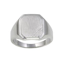 Silver 925 Rhodium Plated Men's Engravable Octagon Ring with Matte Finish - BGR01241 | Silver Palace Inc.