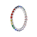 Rhodium Plated 925 Sterling Silver Rainbow CZ Eternity Ring - BGR01243
