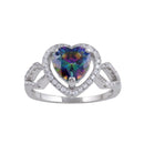 Silver 925 Rhodium Plated Halo Heart Synthetic Mystic Topaz CZ Ring - BGR01246 | Silver Palace Inc.