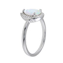 Rhodium Plated 925 Sterling Silver Teardrop Synthetic Opal CZ Ring - BGR01258