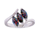 Silver 925 Rhodium Plated 3 Oval Mystic Topaz CZ Ring - BGR01260 | Silver Palace Inc.