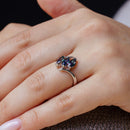 Anillo de plata de ley 925 rodiada con tres topacios místicos ovalados y circonitas - BGR01260