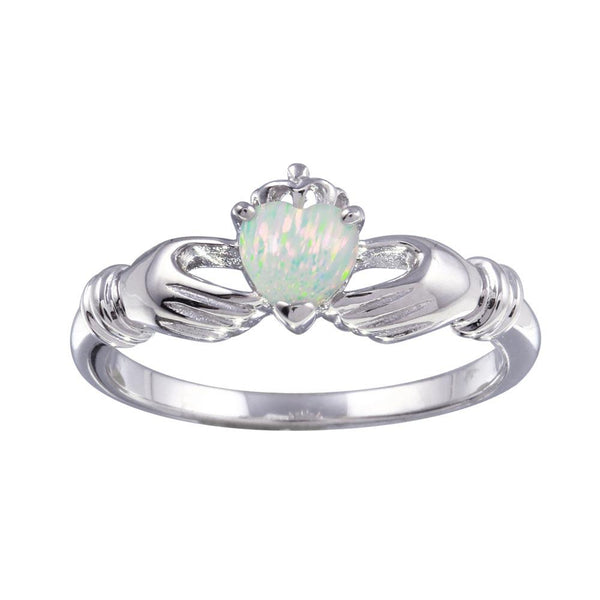 Silver 925 Rhodium Plated Heart Opal Ring - BGR01273 | Silver Palace Inc.