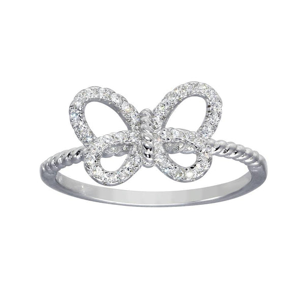 Silver Rhodium Plated Open Butterfly Ring - BGR01284 | Silver Palace Inc.