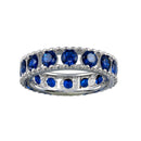 Rhodium Plated 925 Sterling Silver Round Blue CZ Band - BGR01293BLU | Silver Palace Inc.
