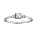 Rhodium Plated 925 Sterling Silver Square CZ Center Ring - BGR01299 | Silver Palace Inc.