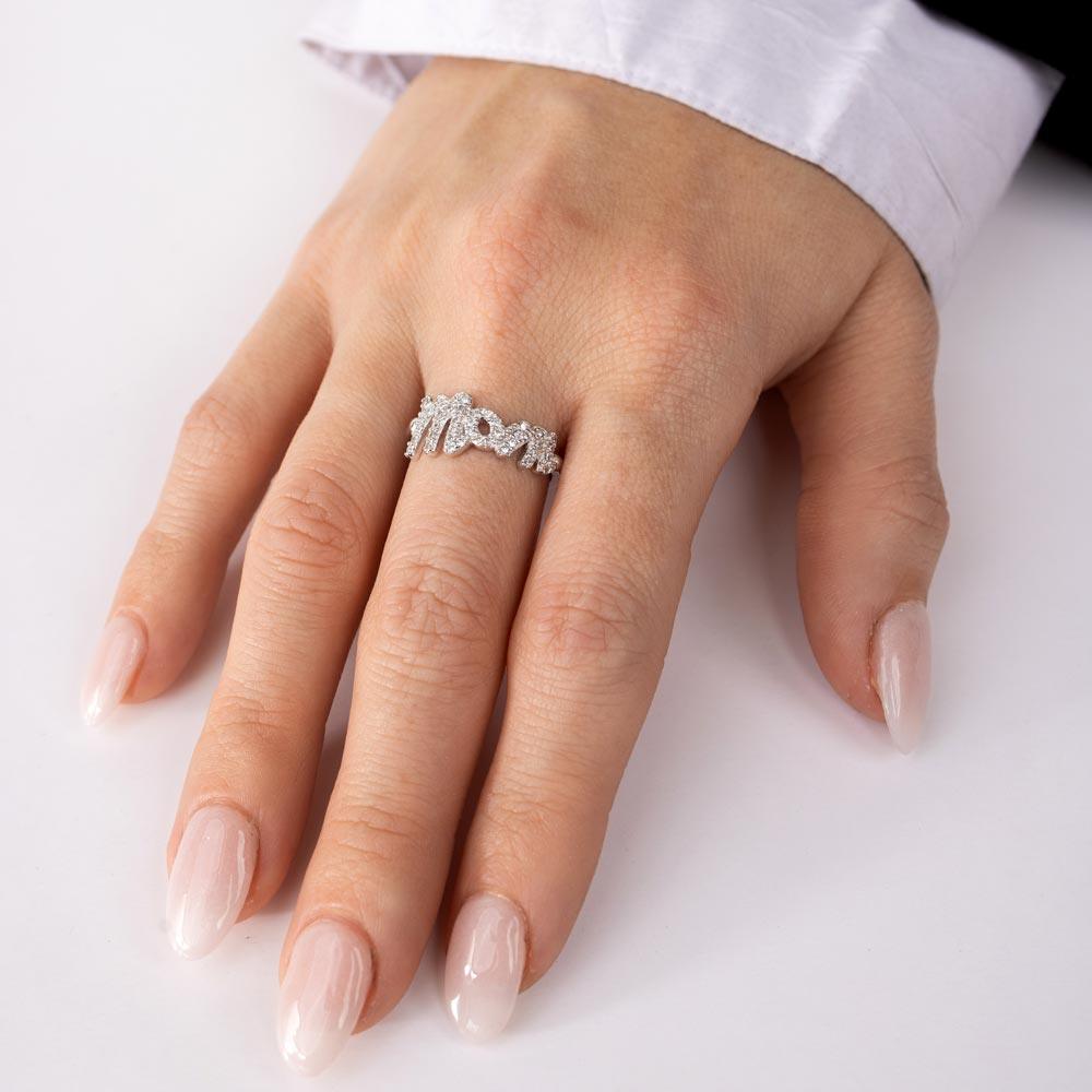 アクセサリー keiju mom ring Silver925 Rhodium Plated 925 Sterling Silver CZ Mom Ring - BGR01301 | Silver