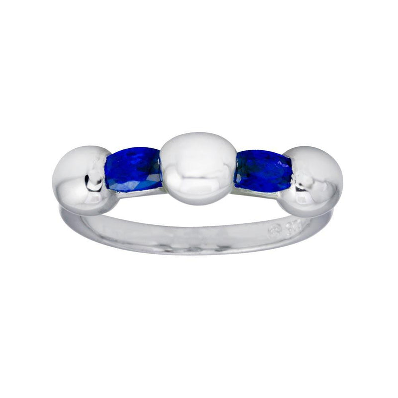 Silver 925 Rhodium Plated Blue Stone CZ Ring - BGR01308BLU | Silver Palace Inc.