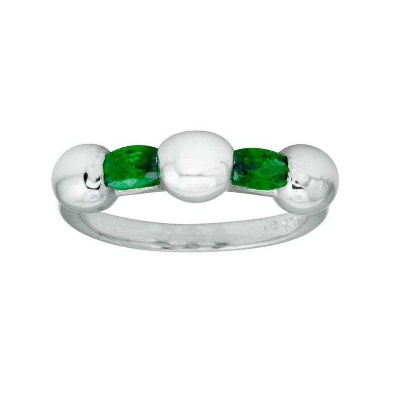 Silver 925 Rhodium Plated Green Stone CZ Ring - BGR01308GRN | Silver Palace Inc.