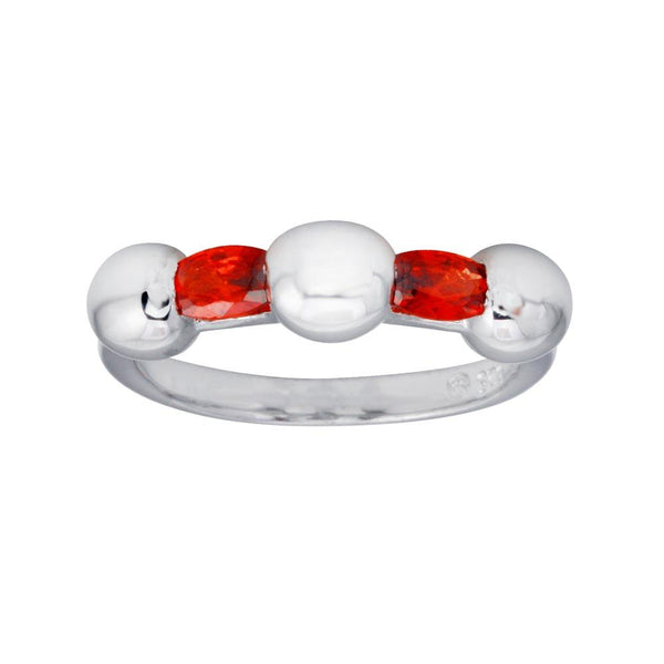 Rhodium Plated 925 Sterling Silver Red Stone CZ Ring - BGR01308RED | Silver Palace Inc.