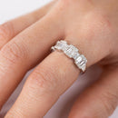 Rhodium Plated 925 Sterling Silver 5 Station Baguette CZ Ring - BGR01312