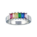 Rhodium Plated 925 Sterling Silver Multicolor Baguette CZ Ring - BGR01313 | Silver Palace Inc.