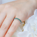 Rhodium Plated 925 Sterling Silver Green CZ Ring - BGR01318GRN