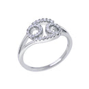 Rhodium Plated 925 Sterling Silver Cancer CZ Zodiac Sign Ring - BGR01326