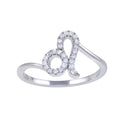 Rhodium Plated 925 Sterling Silver Leo CZ Zodiac Sign Ring - BGR01327 | Silver Palace Inc.