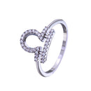 Rhodium Plated 925 Sterling Silver Libra CZ Zodiac Sign Ring - BGR01328