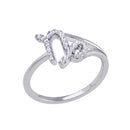 Rhodium Plated 925 Sterling Silver Capricorn CZ Zodiac Sign Ring - BGR01330