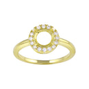 Silver 925 Gold Plated Clear CZ Round Mounting Ring - BGR01333GP | Silver Palace Inc.