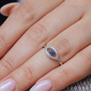 Rhodium Plated 925 Sterling Silver Blue and Clear CZ Evil Eye Ring - BGR01339