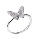 Rhodium Plated 925 Sterling Silver Butterfly Clear CZ Ring - BGR01347