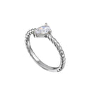 Rhodium Plated 925 Sterling Silver Angled Teardrop CZ Ring - BGR01349