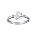 Rhodium Plated 925 Sterling Silver Angled Teardrop CZ Ring - BGR01349 | Silver Palace Inc.