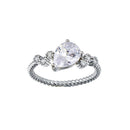 Rhodium Plated 925 Sterling Silver Angled Teardrop CZ Shank Ring - BGR01352 | Silver Palace Inc.