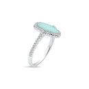 Rhodium Plated 925 Sterling Silver Hamsa Opal CZ Ring - BGR01356