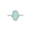 Rhodium Plated 925 Sterling Silver Hamsa Opal CZ Ring - BGR01356 | Silver Palace Inc.
