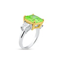Rhodium Plated 925 Sterling Silver Past Present Future Green CZ Ring - BGR01361