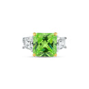 Rhodium Plated 925 Sterling Silver Past Present Future Green CZ Ring - BGR01361 | Silver Palace Inc.