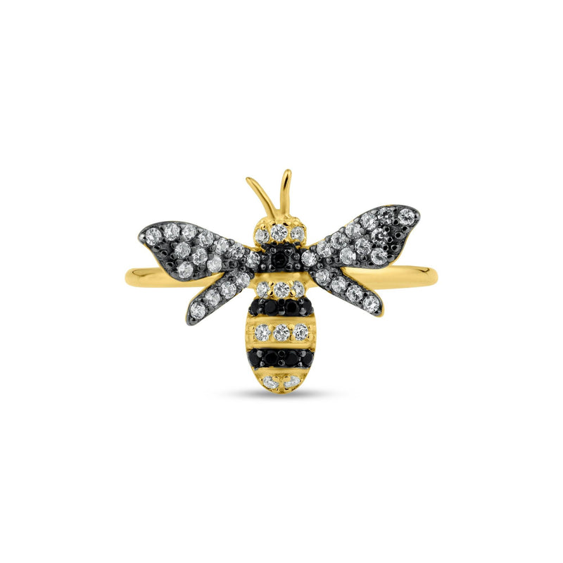 Silver 925 Gold Plated Bee CZ Ring - BGR01365 | Silver Palace Inc.