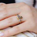 Gold Plated 925 Sterling Silver Bee CZ Ring - BGR01365