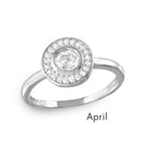 April Sterling Silver 925 Rhodium Plated CZ Center Birthstone Halo Ring - BGR01082APR | Silver Palace Inc.