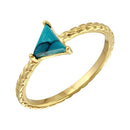 Silver 925 Gold Plated Triangle Turquoise Center Stone Ring - BGR01088 | Silver Palace Inc.