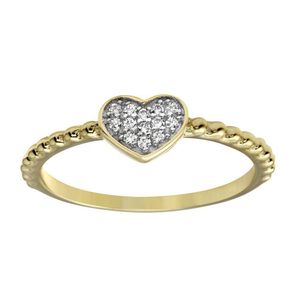 Silver 925 Gold Plated Small Heart Ring with CZ - BGR01181 | Silver Palace Inc.