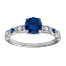 Silver 925 Rhodium Plated Blue Center CZ Stone Ring - BGR01191BLU | Silver Palace Inc.