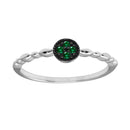 Silver 925 Rhodium Plated Round Shape 4 Green CZ Ring - BGR01228GRN | Silver Palace Inc.