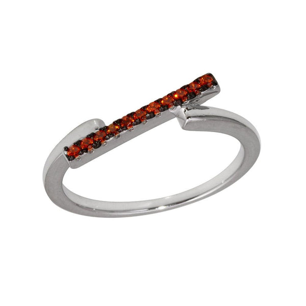 Silver 925 Rhodium Plated Red CZ Bar Ring - BGR01234RED | Silver Palace Inc.