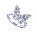 Anillo de mariposa con circonitas cúbicas transparentes en plata de ley 925 rodiada - BGR01340