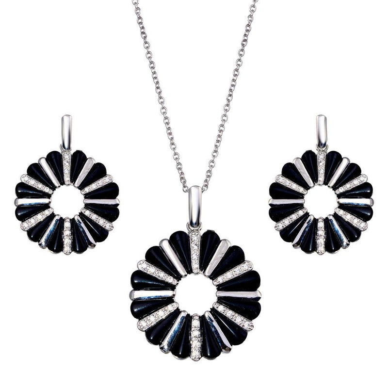 Closeout-Silver 925 Rhodium Plated Open Flower Cookie Set - BGS00071 | Silver Palace Inc.