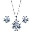 Rhodium Plated 925 Sterling Silver Flower Outline Clear CZ Set - BGS00224 | Silver Palace Inc.