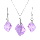 Silver 925 Rhodium Plated Big Pink CZ Set - BGS00387 | Silver Palace Inc.