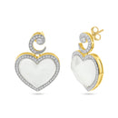 Liquidación - Conjunto de corazón de circonita y piedra sintética en plata de ley 925 rodiada - BGS00407