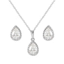 Rhodium Plated 925 Sterling Silver Pear Birthstone Set - BGS00441