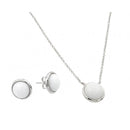 Silver 925 Rhodium Plated White Round Stone Stud Earring and Necklace Set - BGS00443 | Silver Palace Inc.