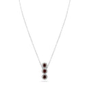 Rhodium Plated 925 Sterling Silver 3 Red Stone CZ Stud Earring and Necklace Set - BGS00522RED