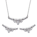 Silver 925 Rhodium Plated Curved Triangle Pendant Necklace and Stud Earrings Set with CZ - BGS00556 | Silver Palace Inc.