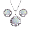 Silver 925 Rhodium Plated Synthetic Opal Halo Set with CZ - BGS00575 | Silver Palace Inc.
