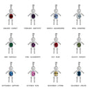 Silver 925 Round Oval Birthstone Boy Charm  - CHARM003 | Silver Palace Inc.